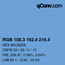 カラーコード: RGB 108.3 162.4 216.4 | qconv.com