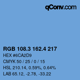 カラーコード: RGB 108.3 162.4 217 | qconv.com