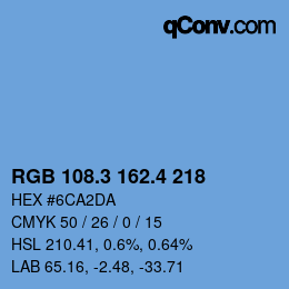カラーコード: RGB 108.3 162.4 218 | qconv.com