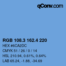カラーコード: RGB 108.3 162.4 220 | qconv.com