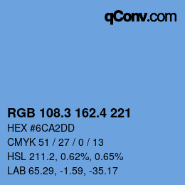 カラーコード: RGB 108.3 162.4 221 | qconv.com