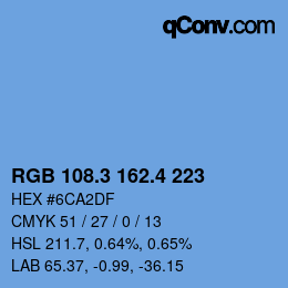 カラーコード: RGB 108.3 162.4 223 | qconv.com