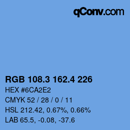 カラーコード: RGB 108.3 162.4 226 | qconv.com