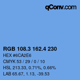 カラーコード: RGB 108.3 162.4 230 | qconv.com
