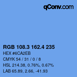 カラーコード: RGB 108.3 162.4 235 | qconv.com