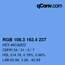 カラーコード: RGB 108.3 162.4 237 | qconv.com