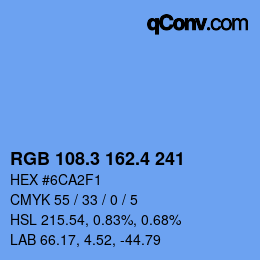 カラーコード: RGB 108.3 162.4 241 | qconv.com