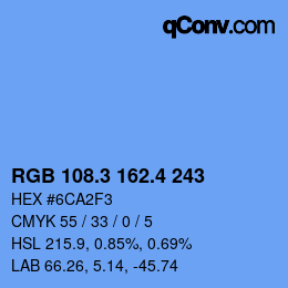 カラーコード: RGB 108.3 162.4 243 | qconv.com