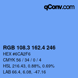 カラーコード: RGB 108.3 162.4 246 | qconv.com
