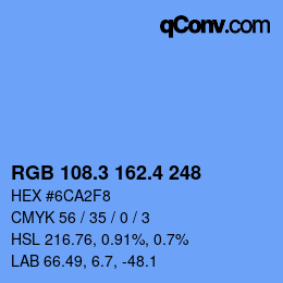 カラーコード: RGB 108.3 162.4 248 | qconv.com