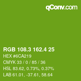 カラーコード: RGB 108.3 162.4 25 | qconv.com