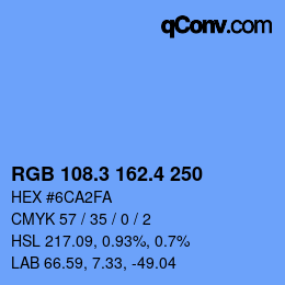 カラーコード: RGB 108.3 162.4 250 | qconv.com