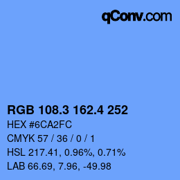 カラーコード: RGB 108.3 162.4 252 | qconv.com