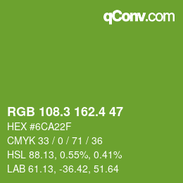 カラーコード: RGB 108.3 162.4 47 | qconv.com