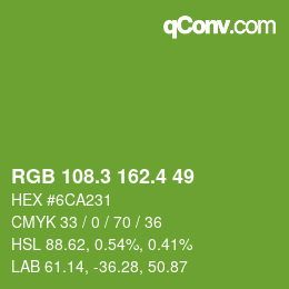 カラーコード: RGB 108.3 162.4 49 | qconv.com