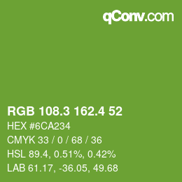 カラーコード: RGB 108.3 162.4 52 | qconv.com