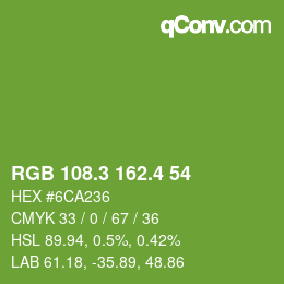 カラーコード: RGB 108.3 162.4 54 | qconv.com