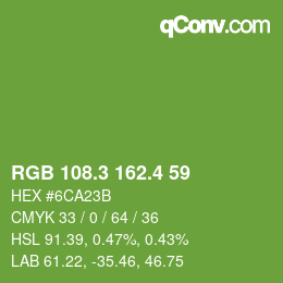 カラーコード: RGB 108.3 162.4 59 | qconv.com
