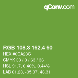 カラーコード: RGB 108.3 162.4 60 | qconv.com