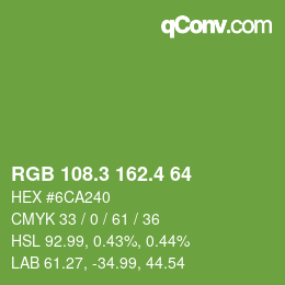 カラーコード: RGB 108.3 162.4 64 | qconv.com