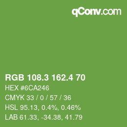 カラーコード: RGB 108.3 162.4 70 | qconv.com
