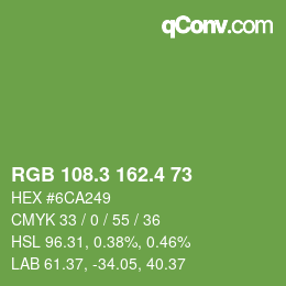 カラーコード: RGB 108.3 162.4 73 | qconv.com