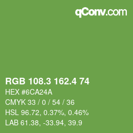 カラーコード: RGB 108.3 162.4 74 | qconv.com