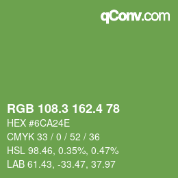 カラーコード: RGB 108.3 162.4 78 | qconv.com