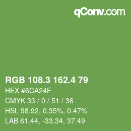 カラーコード: RGB 108.3 162.4 79 | qconv.com