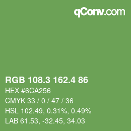 カラーコード: RGB 108.3 162.4 86 | qconv.com