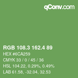 カラーコード: RGB 108.3 162.4 89 | qconv.com