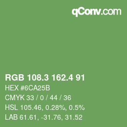 カラーコード: RGB 108.3 162.4 91 | qconv.com