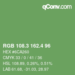 カラーコード: RGB 108.3 162.4 96 | qconv.com