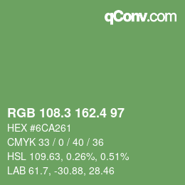 カラーコード: RGB 108.3 162.4 97 | qconv.com