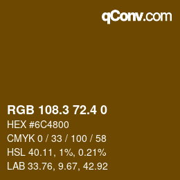 カラーコード: RGB 108.3 72.4 0 | qconv.com