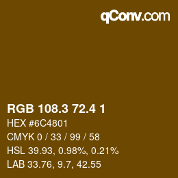 カラーコード: RGB 108.3 72.4 1 | qconv.com