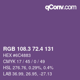 カラーコード: RGB 108.3 72.4 131 | qconv.com
