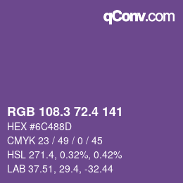 カラーコード: RGB 108.3 72.4 141 | qconv.com