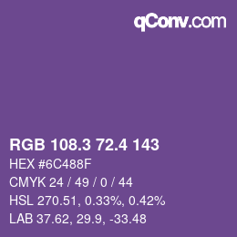 カラーコード: RGB 108.3 72.4 143 | qconv.com