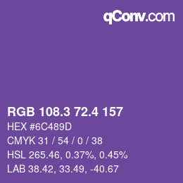 カラーコード: RGB 108.3 72.4 157 | qconv.com