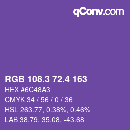 カラーコード: RGB 108.3 72.4 163 | qconv.com
