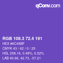 カラーコード: RGB 108.3 72.4 191 | qconv.com