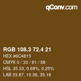 カラーコード: RGB 108.3 72.4 21 | qconv.com