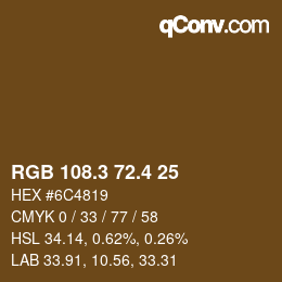 カラーコード: RGB 108.3 72.4 25 | qconv.com