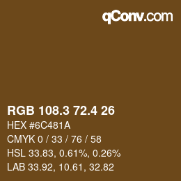 カラーコード: RGB 108.3 72.4 26 | qconv.com