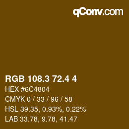 カラーコード: RGB 108.3 72.4 4 | qconv.com