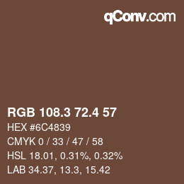 カラーコード: RGB 108.3 72.4 57 | qconv.com