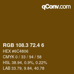 カラーコード: RGB 108.3 72.4 6 | qconv.com