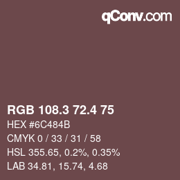 カラーコード: RGB 108.3 72.4 75 | qconv.com