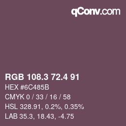カラーコード: RGB 108.3 72.4 91 | qconv.com